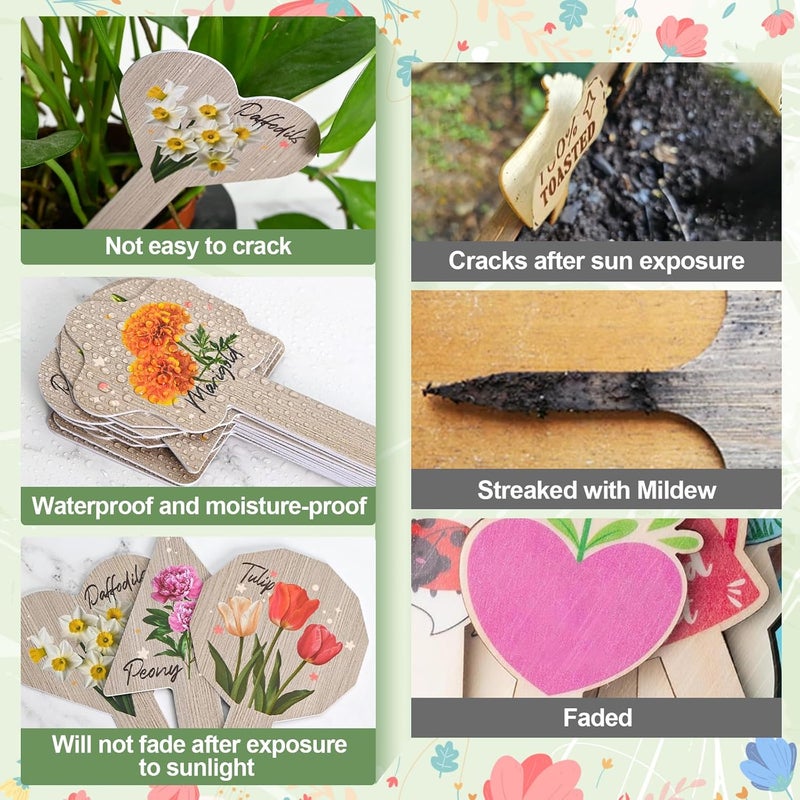 JUYRLE Plant Label Signs- 15PACK Flower Plant Markers, Herb Plant Tags for Outdoor Garden Waterproof, Gardening Supplies with Names, Indoor Patio Tags for Greenhouse Flowers Greenery Seedling - Image 3